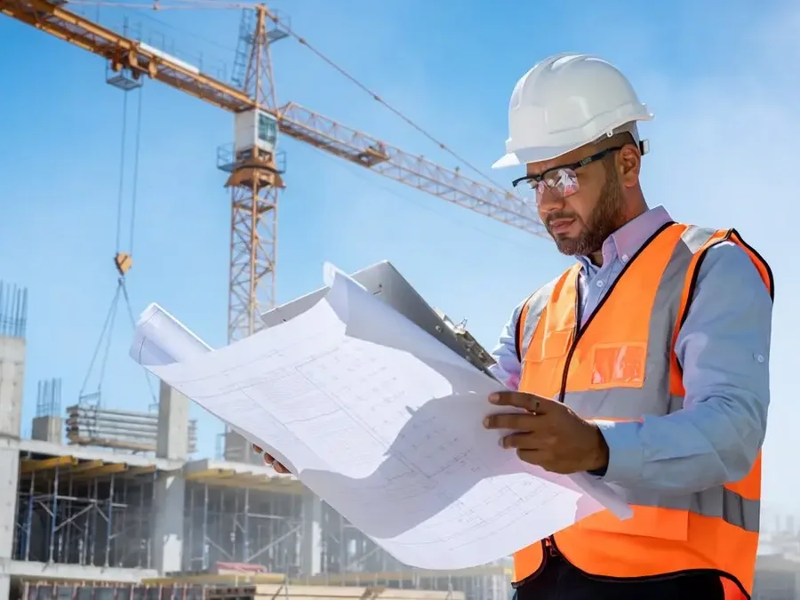 Estimator reviewing bid documents before submission