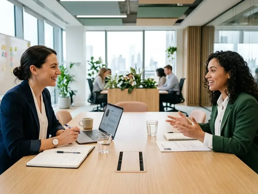 Recruiter interviewing a candidate at an employment agency